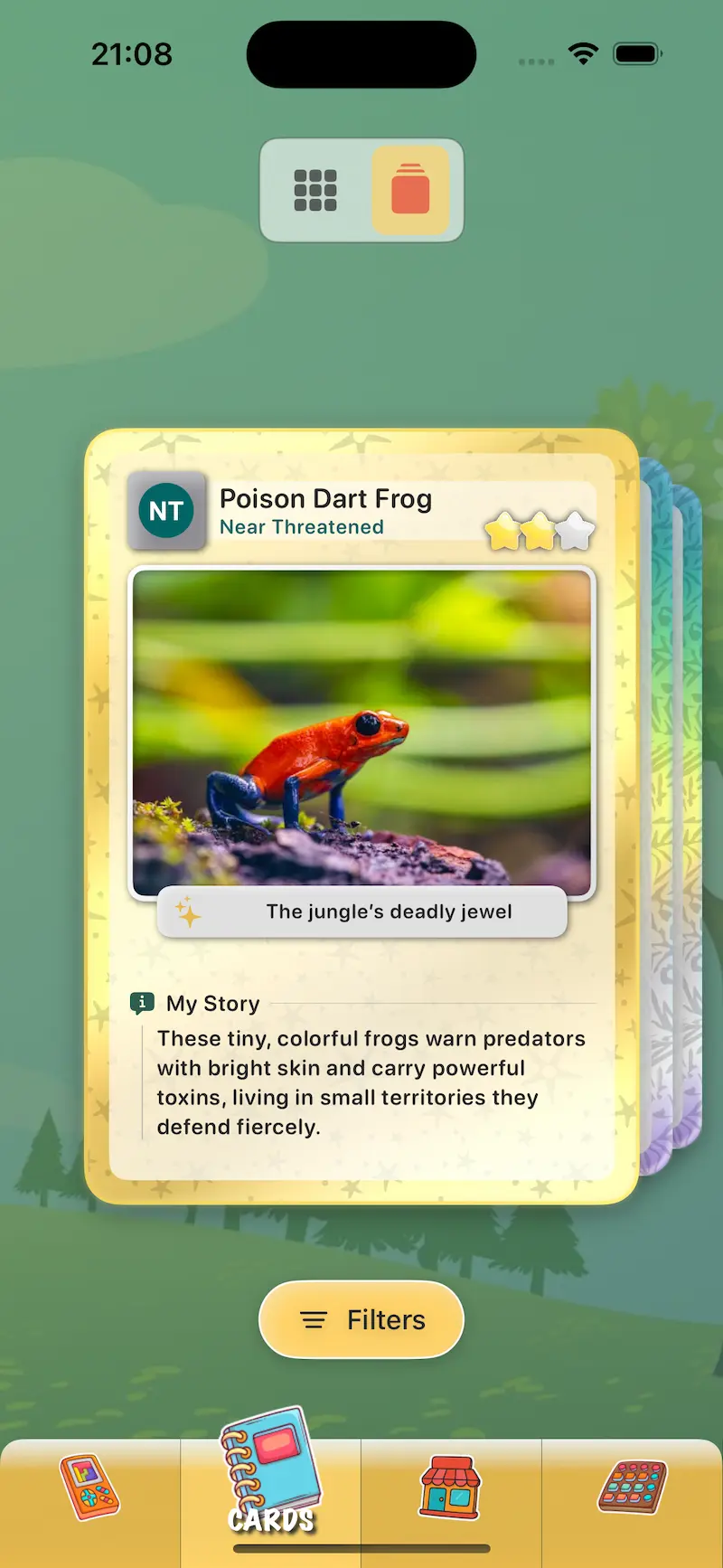 Card collection stack